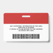 Aangepaste werknemer - Foto, streepjescode, Logo, Badge (Achterkant)
