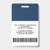 Aangepaste werknemer - Foto, streepjescode, Logo,  Badge (Achterkant)