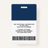 Aangepaste werknemer - Foto, streepjescode, Logo,  Badge (Achterkant)