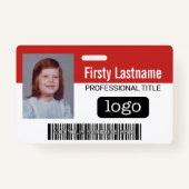 Aangepaste werknemer - Foto, streepjescode, Logo,  Badge (Voorkant)