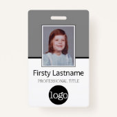 Aangepaste werknemer - Foto, streepjescode, Logo,  Badge (Voorkant)