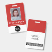 Aangepaste werknemer - Foto, streepjescode, Logo, Badge (Voor- en achterkant)