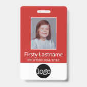 Aangepaste werknemer - Foto, streepjescode, Logo, Badge (Voorzijde)