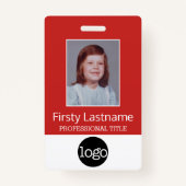 Aangepaste werknemer - Foto, streepjescode, Logo, Badge (Voorkant)