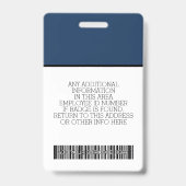 Aangepaste werknemer - Foto, streepjescode, Logo,  Badge (Achterkant)