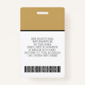 Aangepaste werknemer - Foto, streepjescode, Logo,  Badge (Achterkant)