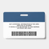 Aangepaste werknemer - Foto, streepjescode, Logo, Badge (Achterkant)