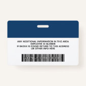 Aangepaste werknemer - Foto, streepjescode, Logo,  Badge (Achterkant)