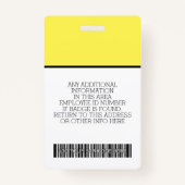 Aangepaste werknemer - Foto, streepjescode, Logo,  Badge (Achterkant)