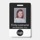 Aangepaste werknemer - Foto, streepjescode, Logo,  Badge (Voorzijde)