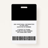 Aangepaste werknemer - Foto, streepjescode, Logo,  Badge (Achterkant)