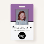 Aangepaste werknemer - Foto, streepjescode, Logo,  Badge (Voorkant)