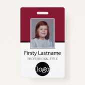 Aangepaste werknemer - Foto, streepjescode, Logo,  Badge (Voorkant)