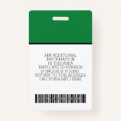 Aangepaste werknemer - Foto, streepjescode, Logo,  Badge (Achterkant)