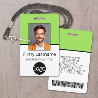 Aangepaste werknemer - Foto, streepjescode, Logo,  Badge