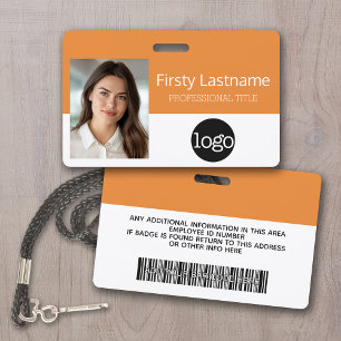 Aangepaste werknemer - Foto, streepjescode, Logo,  Badge