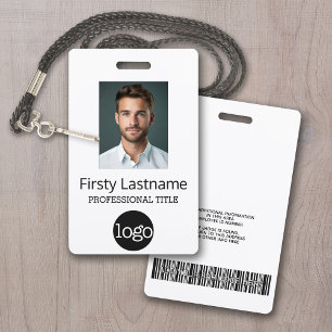 Aangepaste werknemer - Foto, streepjescode, Logo,  Badge