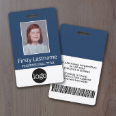 Aangepaste werknemer - Foto, streepjescode, Logo,  Badge