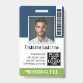 Aangepaste Werknemer - Foto, Streepjescode, Logo,  Badge (Voorzijde)