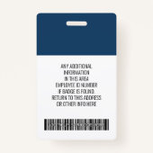Aangepaste werknemer - Foto, streepjescode, Logo,  Badge (Achterkant)