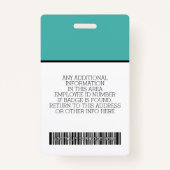 Aangepaste werknemer - Foto, streepjescode, Logo,  Badge (Achterkant)