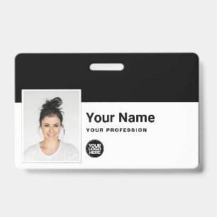 Aangepaste werknemer - foto, streepjescode, logo,  badge