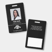 Aangepaste werknemer - foto, streepjescode, logo,  badge (Voor- en achterkant)