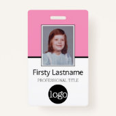 Aangepaste werknemer - Foto, streepjescode, Logo,  Badge (Voorkant)
