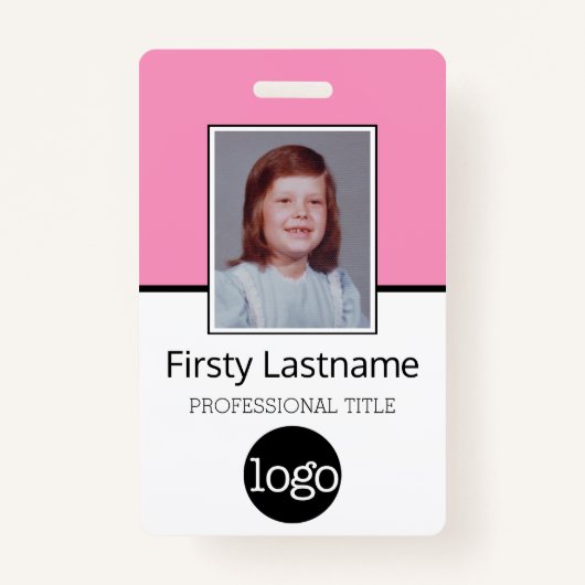 Aangepaste werknemer - Foto, streepjescode, Logo,  Badge (Voorkant)