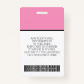 Aangepaste werknemer - Foto, streepjescode, Logo,  Badge (Achterkant)