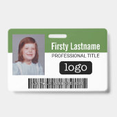 Aangepaste werknemer - Foto, streepjescode, Logo,  Badge (Voorzijde)