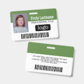 Aangepaste werknemer - Foto, streepjescode, Logo,  Badge (Voor- en achterkant)