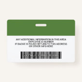 Aangepaste werknemer - Foto, streepjescode, Logo,  Badge (Achterkant)