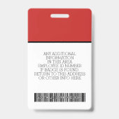 Aangepaste werknemer - Foto, streepjescode, Logo, Badge (Achterkant)