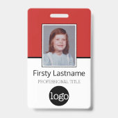 Aangepaste werknemer - Foto, streepjescode, Logo, Badge (Voorzijde)