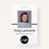 Aangepaste werknemer - Foto, streepjescode, Logo,  Badge (Voorkant)