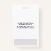 Aangepaste werknemer - Foto, streepjescode, Logo,  Badge (Achterkant)