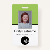 Aangepaste werknemer - Foto, streepjescode, Logo,  Badge (Voorkant)
