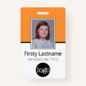 Aangepaste werknemer - Foto, streepjescode, Logo,  Badge (Voorkant)