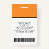 Aangepaste werknemer - Foto, streepjescode, Logo,  Badge (Achterkant)