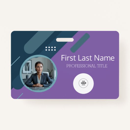 Aangepaste werknemer - Foto, streepjescode, Logo,  Badge (Voorkant)