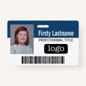 Aangepaste werknemer - Foto, streepjescode, Logo,  Badge (Voorkant)