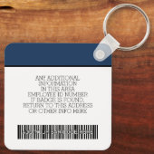 Aangepaste werknemer - Foto, streepjescode, Logo,  Sleutelhanger (Achterkant)