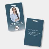 Aangepaste werknemer Fotogradiënt blauwe kaart Badge (Front & Back)