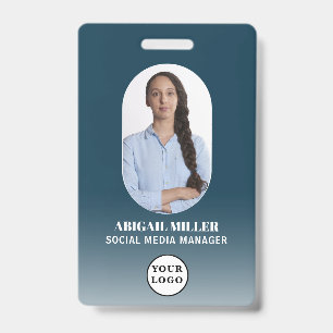 Aangepaste werknemer Fotogradiënt blauwe kaart Badge