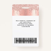 Aangepaste werknemer Glitter Drips Roos Gold Naam Badge (Achterkant)