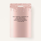 Aangepaste Werknemer Glitter Druppelt Roos Gouden  Badge (Achterkant)