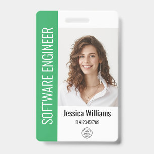Aangepaste werknemer Grote Foto, BarCode, Logo, Na Badge