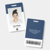 Aangepaste werknemer Grote Foto, BarCode, Logo, Na Badge (Voor- en achterkant)