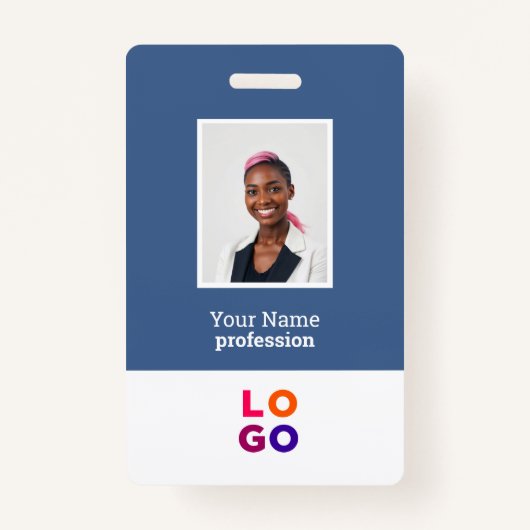 Aangepaste werknemer Logo, foto, QR-code, naam Badge (Voorkant)